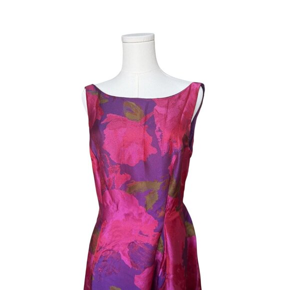 Adrianna Papell Floral Fit and Flare Dress 10 Jacquard Cocktail Easter Wedding - Picture 3 of 13